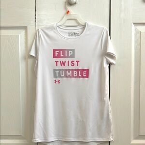 Under Armour White and Pink Graphic Short Sleeve Tee